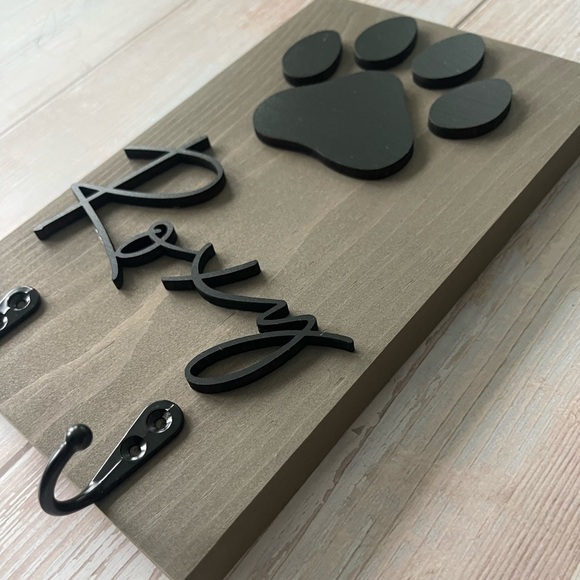 CUSTOM MADE Leash Holder - Personalized Dog Name Hanger for Colar, Leash, Keys - Picture 7 of 8